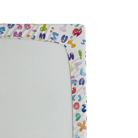 Colorful Alphabet ABC Bubble Letters Doodle Style Fun Childish Nursery Design Soft Decorative Fabric Bedding All-Round Elastic Pocket Ambesonne ABC Fitted Sheet Queen Size Pastel Purple
